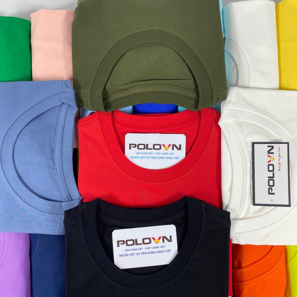 Áo thun nam cổ tròn Cotton Compact Premium POLOVIETNAM - 27 màu , vải mềm mịn dày dặn , form regular fit , không xù lông | BigBuy360 - bigbuy360.vn