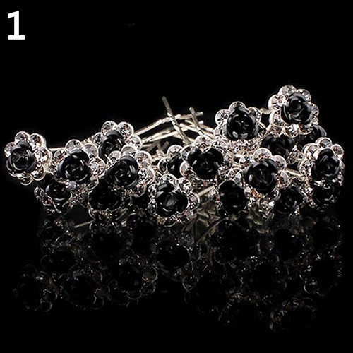 Set 5 Kẹp Tóc Hoa Hồng Đính Đá Sang Trọng