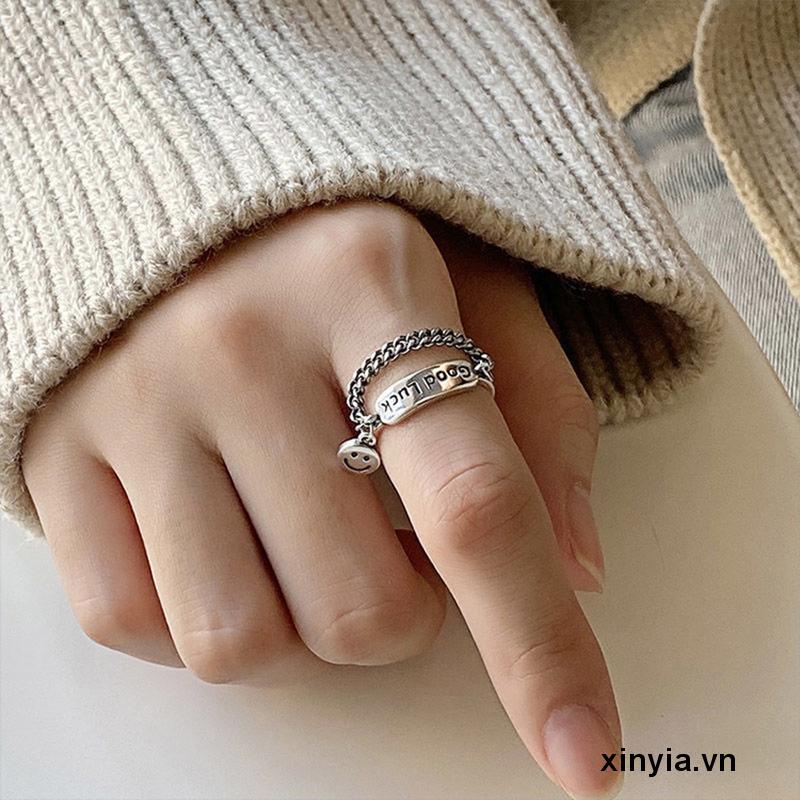 Bộ Nhẫn Cặp Đôi Hình Mặt Cười Có Thể Điều Chỉnh