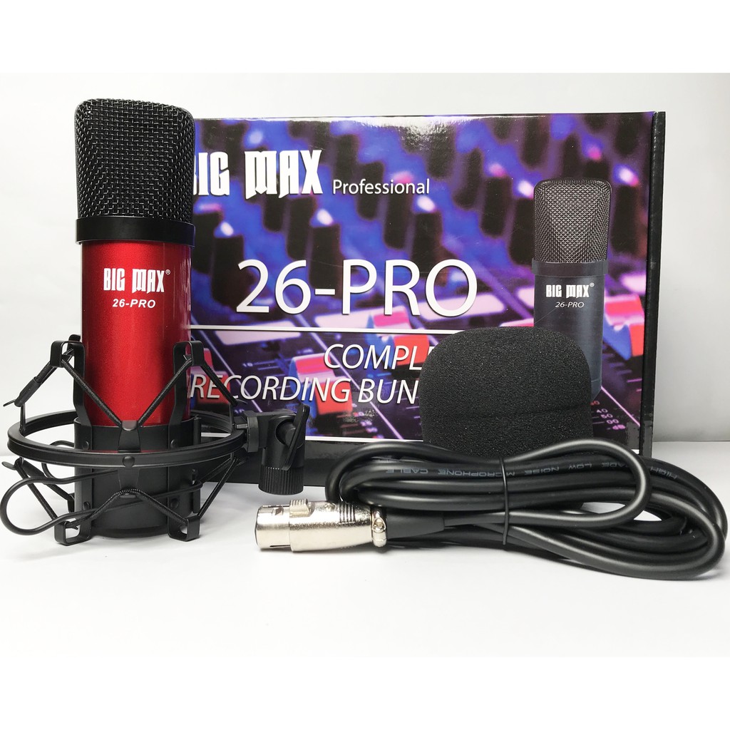 combo micro Big max 26 pro +sound card HF5000 thu âm livestream karaoke chân kẹp míc, màng lọc âm tai nghe kẹp bạch tuột