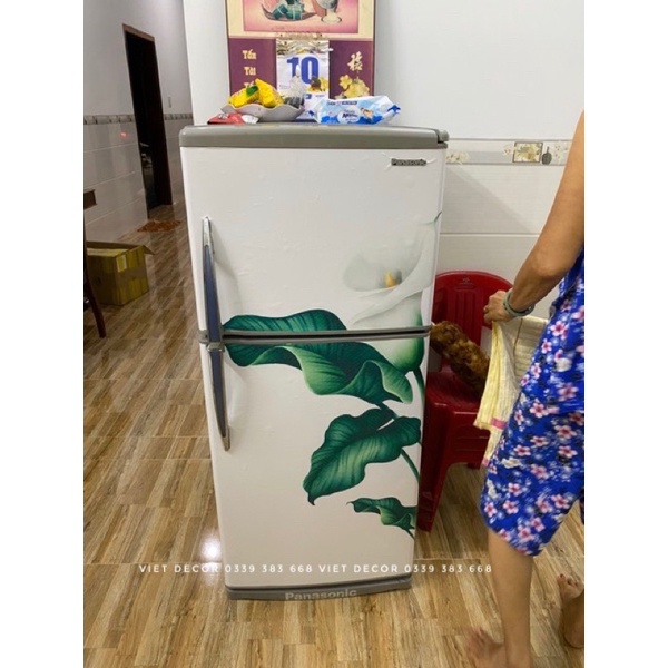 Decal dán Tủ lạnh Mẫu Hoa Lá - Chống thấm nước - Giấy dán Tủ lạnh nhiều Kích cỡ - Màu sắc Đẹp - Viet Decor