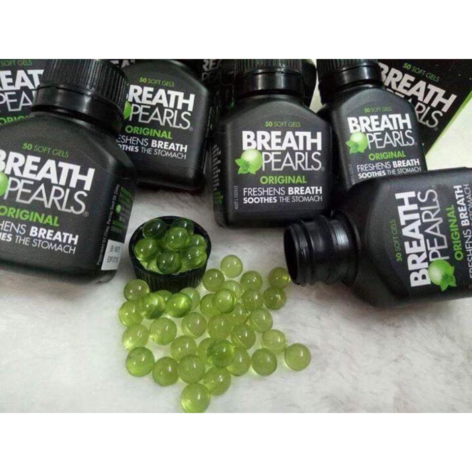 Viên uống thơm miệng thảo dược Breath Pearls, Úc  giảm mùi miệng cho người lớn, phụ nữ và bé trên 6 tuổi
