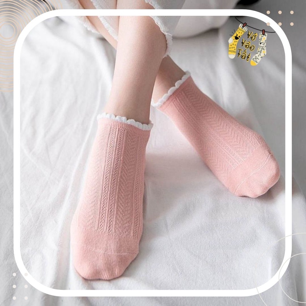 TẤT VỚ NỮ CỔ NGẮN TRƠN GÂN CÙNG MÀU NỔI DỌC