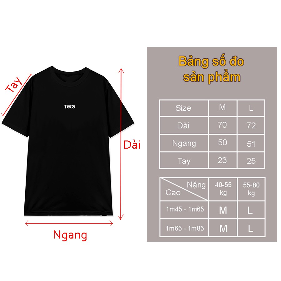 Áo thun tay lỡ basic tee TUCO black white đen chữ trắng, áo phông cotton form rộng OVERSIZE unisex nam nữ local brand