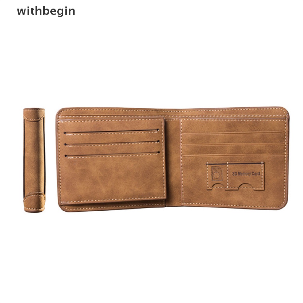 Ví Da Bò Gập Đôi Siêu Mỏng Đựng Thẻ Tín Dụng / Tiền Xu Có Thể Gập Lại Cho Nam