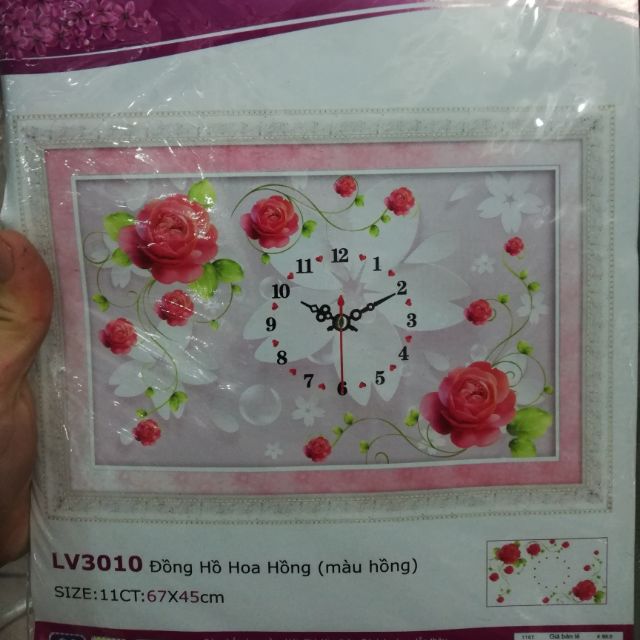Trang thêu đồng hồ hoa hồng lv3010