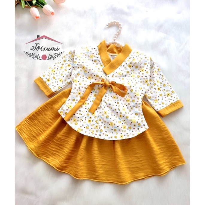 [SET RỜI] VÁY HANBOK VÀNG HOẠ TIẾT HOA NHÍ XINH XẮN [THIẾT KẾ]