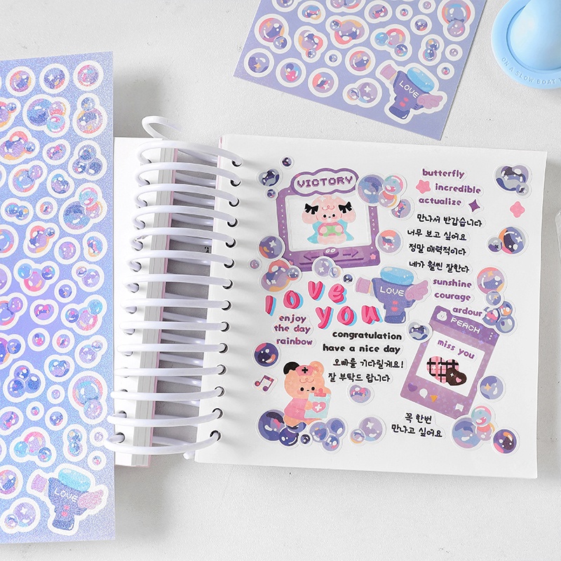 1 Tấm Hình Dán Thẻ Bong Bóng Đầy Màu Sắc