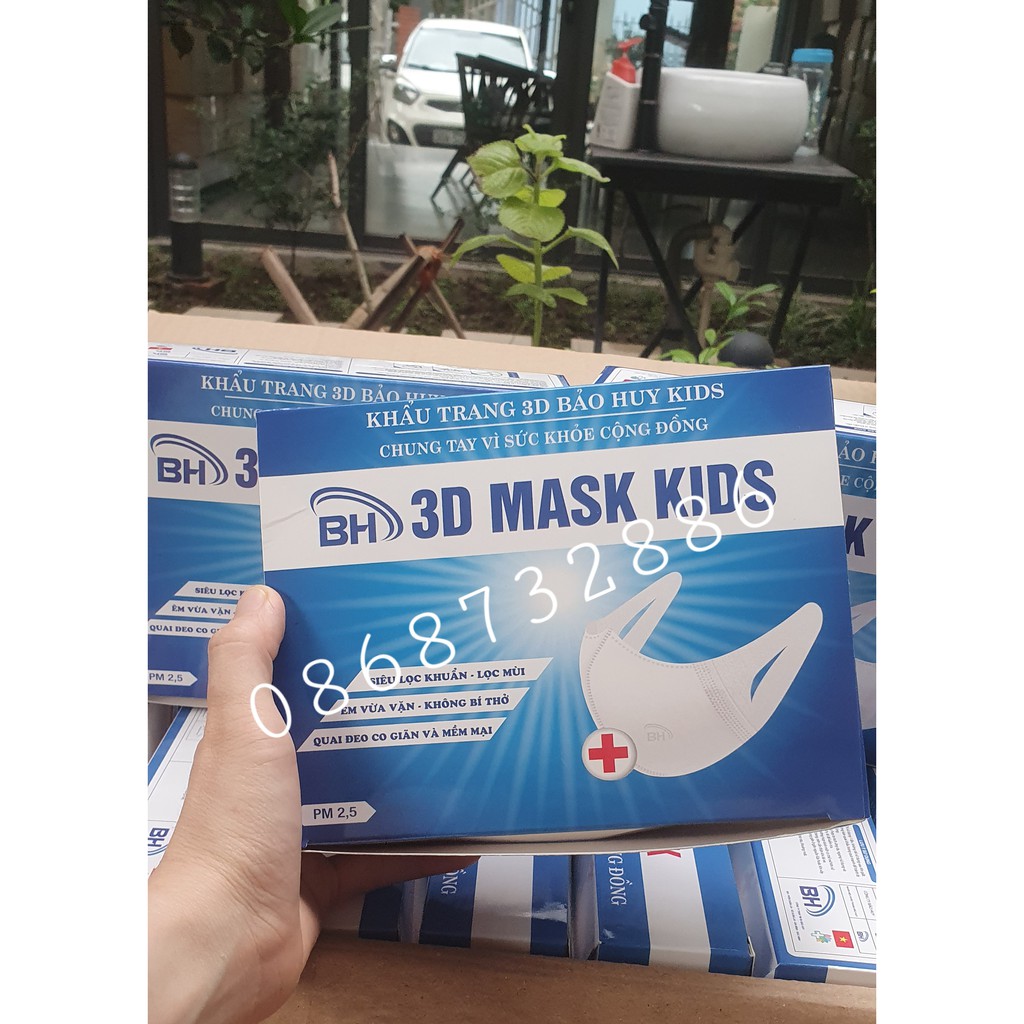 Khẩu trang 3D mask trẻ em Bảo Huy hộp 50 cái - Khẩu trang trẻ em cao cấp công nghệ Nhật Bản