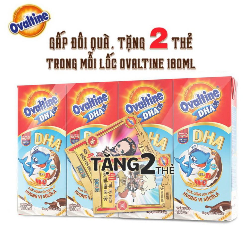 Thức uống lúa mạch hương vị sô-cô-la Ovaltine DHA+ hộp giấy 180ml x4