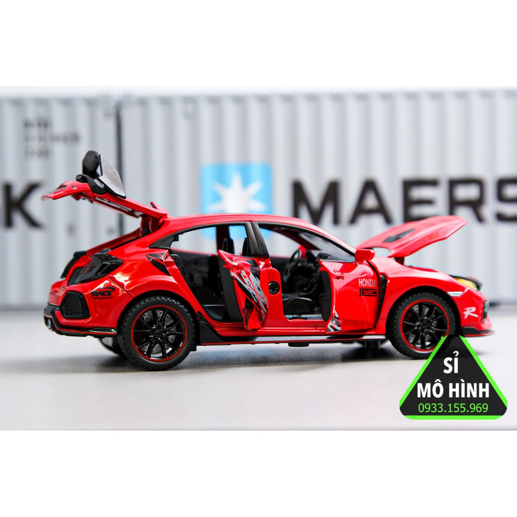 Mô hình xe dân dụng Honda Civic Type R mở hết cửa tuyệt đẹp 1:32 Đỏ