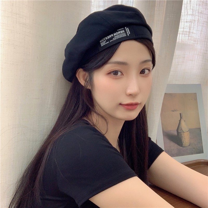 Mũ Beret Mỏng Họa Tiết Chữ Phong Cách Retro Nhật Bản Cho Nữ