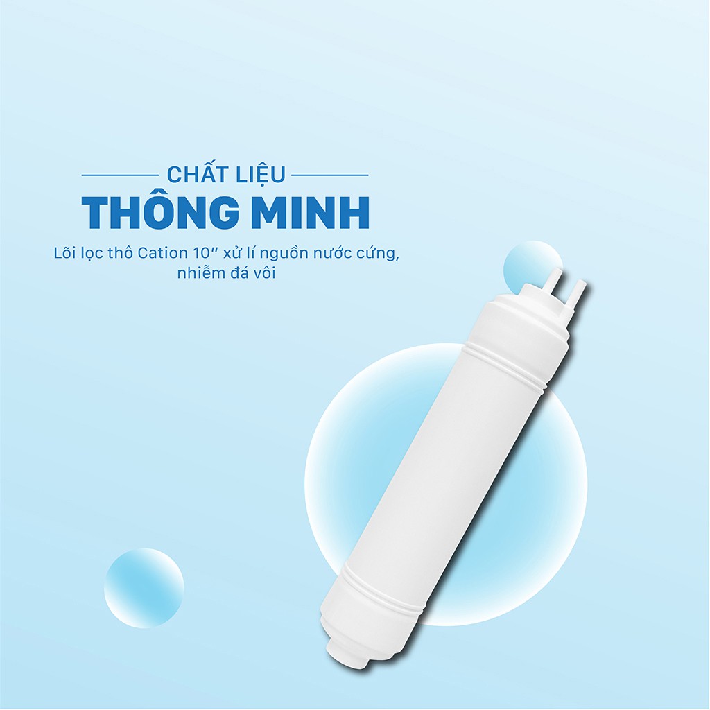 Lõi lọc thô Cation 10" Đại Việt - Xử lí nguồn nước cứng, chất gây mùi - Dùng cho máy lọc nước Daikiosan, Makano