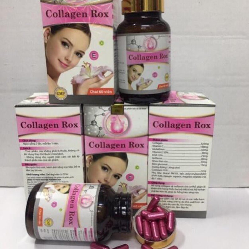 Viên uống đẹp da Collagen Rox vitamin E - Hộp 60 viên
