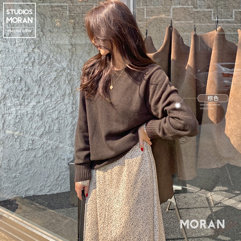 KÈM ẢNH THẬT- (ORDER) Áo len nữ cổ cao form thụng basic đơn giản MORAN Hàn Quốc vintage ( HÀNG_MỚI )