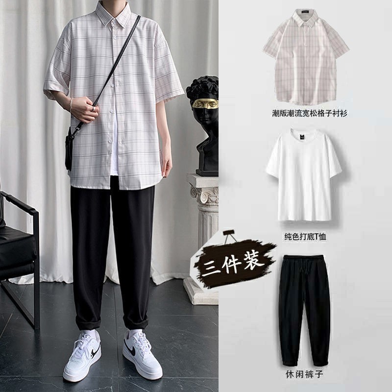 Bộ Thể Thao Nam Đẹp, Áo Thun Ngắn Tay Không Cổ , Đồ Bộ Nam Mùa HèXER