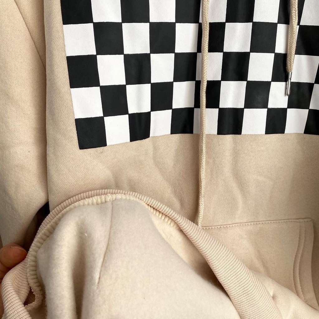 Áo Hoodie Form Rộng Họa Tiết Bàn Cờ - Titto Closet