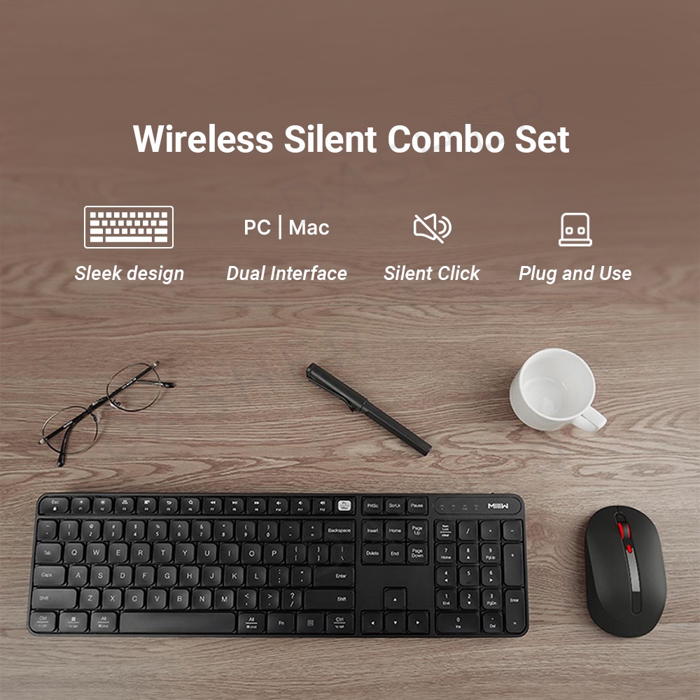 Bộ Chuột và Bàn phím không dây XIAOMI MIIIW Wireless Keyboard Mouse Set B03 104 Keys 2.4G IPX4 Multi System