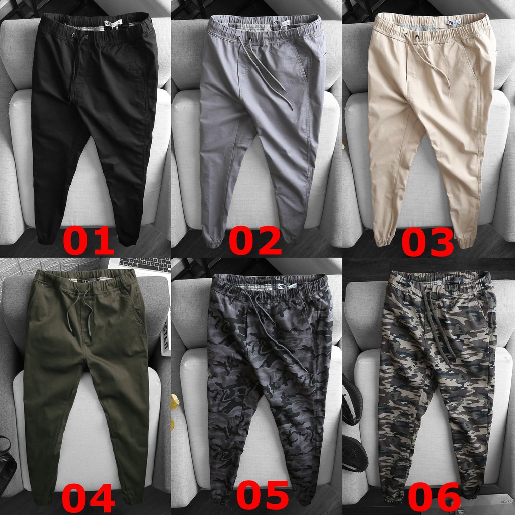Quần Jogger Kaki Trơn Zara Nam Nữ Cao Cấp Unisex Chất Dày Co Giãn Full Tem Mạc