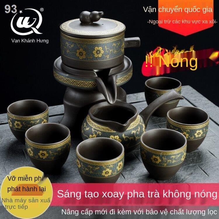 V> Wan Qingxing [1 cối xay đá, 1 biển và 6 cốc] Bộ ấm trà Kung Fu bán tự động Lazy Bộ ấm chén sáng tạo