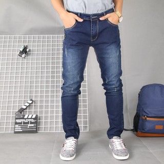 Quần jean nam xanh co giãn bấm khuy TS229 Tronshop