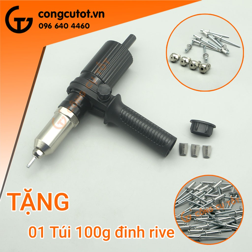 Đầu rút đinh tán gắn máy khoan tay cầm linh hoạt