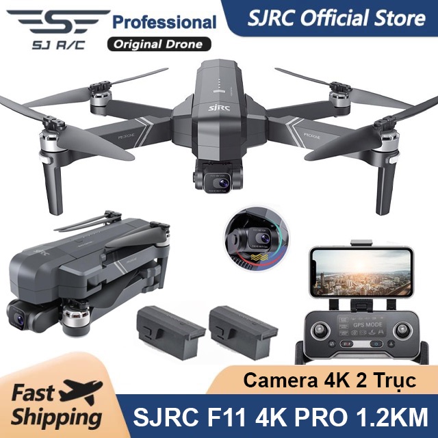 Máy bay flycam SJRC F11 4K PRO GPS gimbal 2 trục bay 25 phút - BẢO HÀNH 3 THÁNG