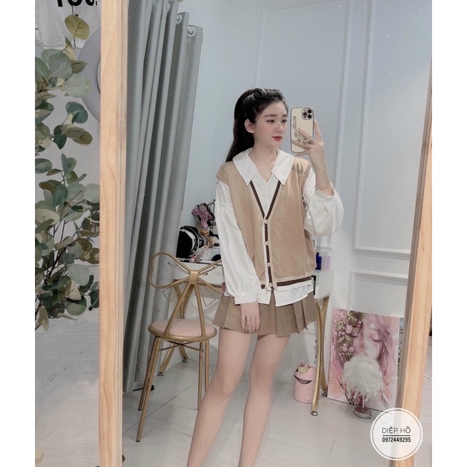 Áo LEN GILE VIỀN MÀU BE | BigBuy360 - bigbuy360.vn