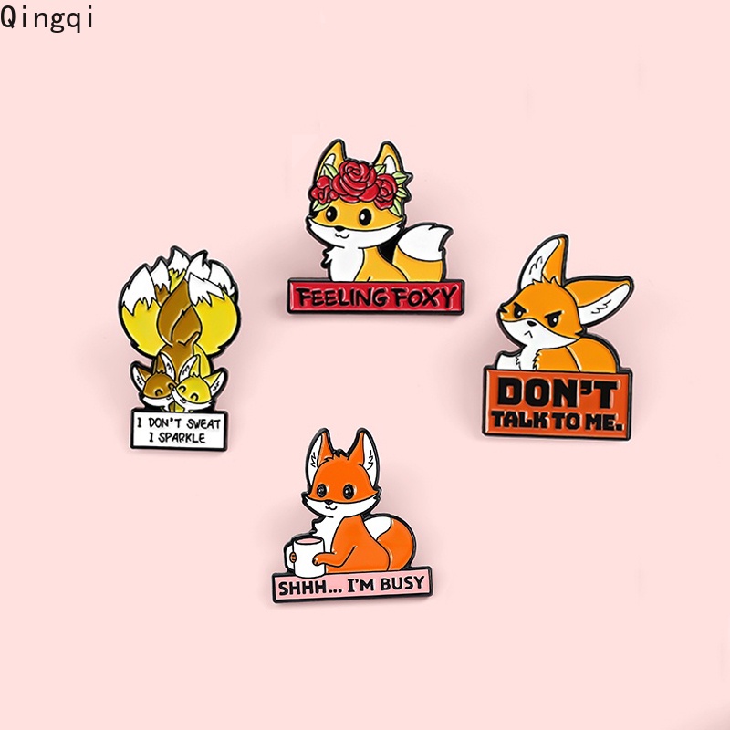 Ghim cài áo Miss Zoe tráng mèn hình chú cáo hoạt hình vui nhộn