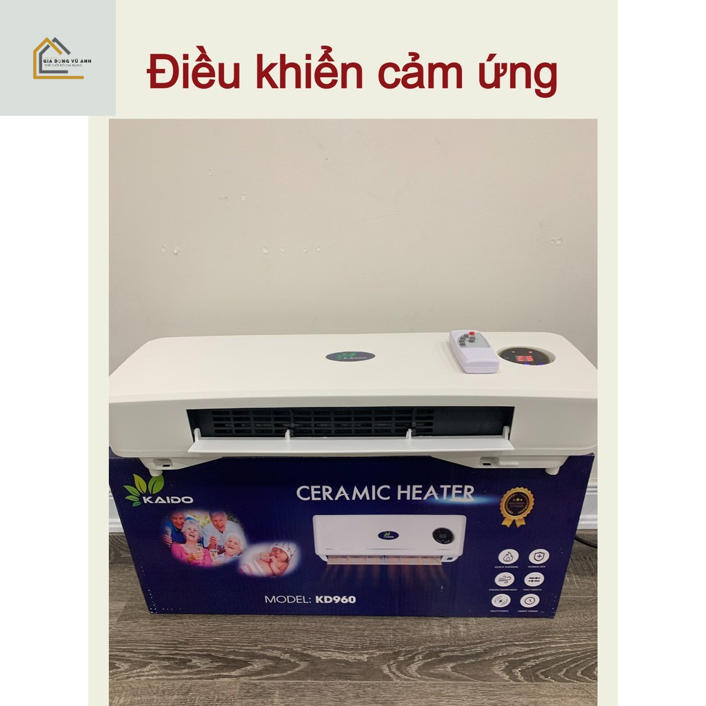 Máy sưởi , quạt sưởi , máy sưởi gốm KAIDO KD960 treo tường có điều khiển thông minh không gây khô da an toàn cho cả nhà