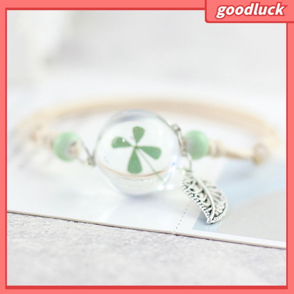 Vòng tay mặt quả cầu thuỷ tinh ướp hoa bồ công anh