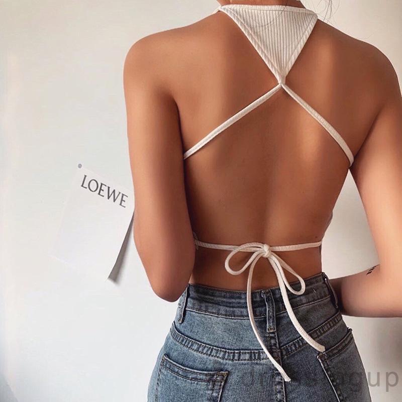 Áo Trễ Vai Không Tay Màu Trơn Quyến Rũ Dành Cho Nữ