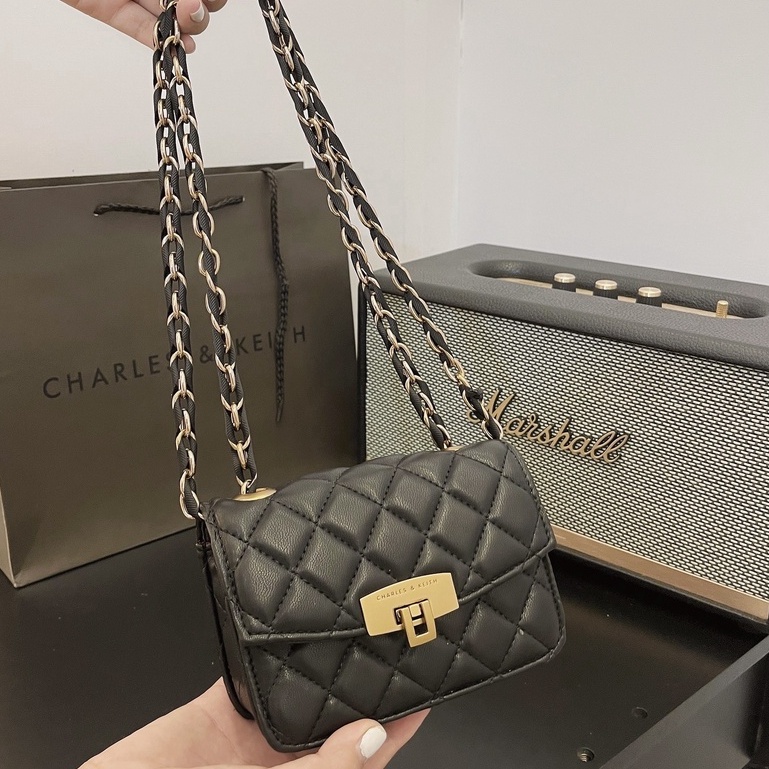 Túi xách nữ C.N.K khóa gập ô trám mini size 18