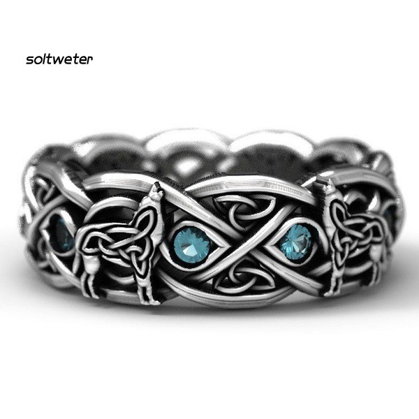 Nhẫn Mạ Bạc Đính Đá Topaz Nhân Tạo Phong Cách Cổ Điển Dành Cho Nam Và Nữ