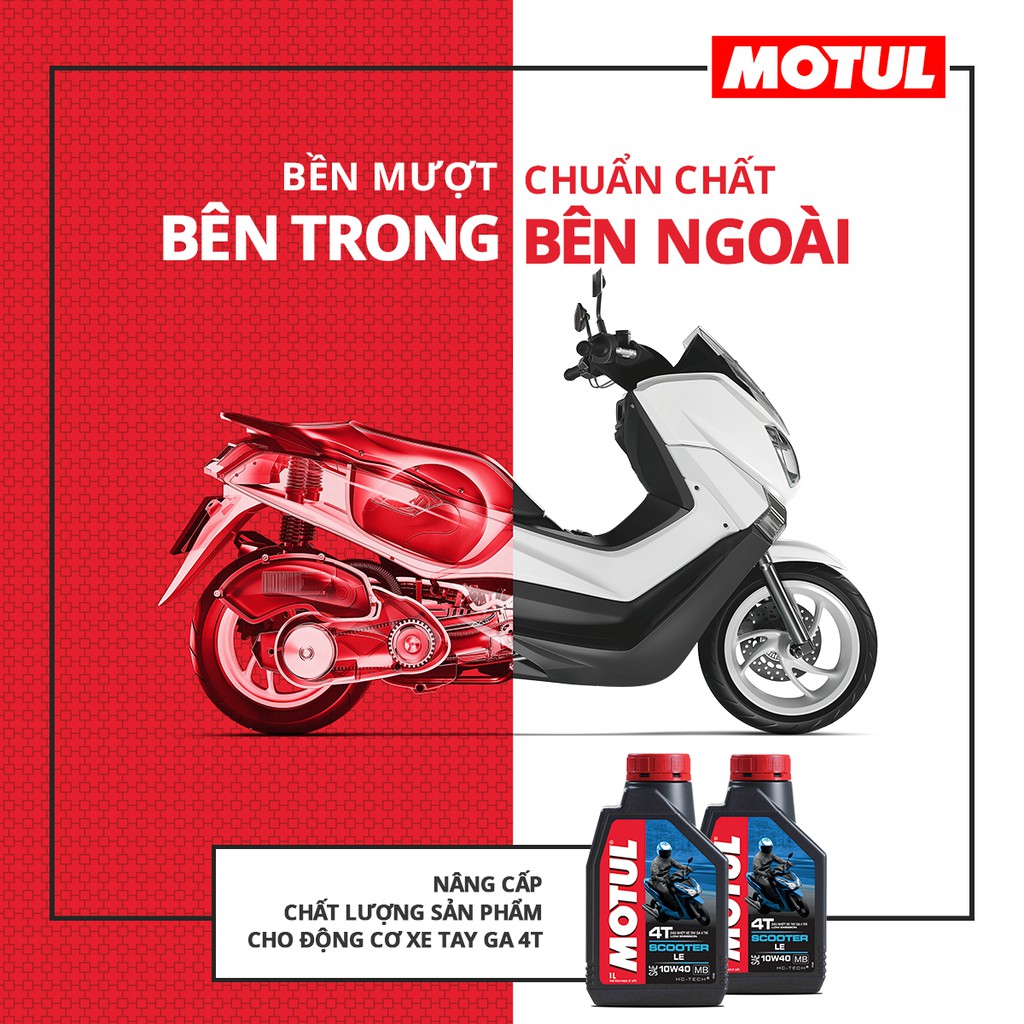 Nhớt xe tay ga Motul Scooter LE 4T 10W40 800ml - Tặng phễu thay nhớt