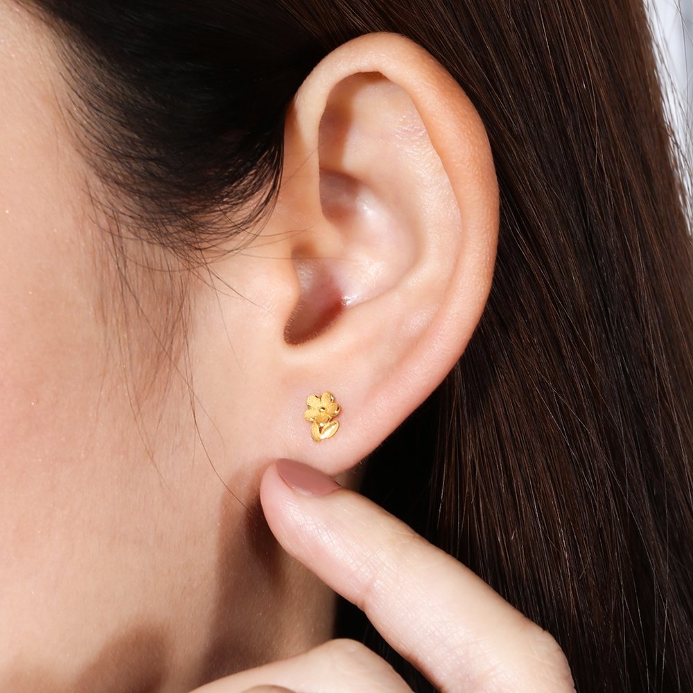 PRIMA Bông Tai Vàng 24K - Cành hoa - BST Mono Chic (1 chiếc) - 111E3552