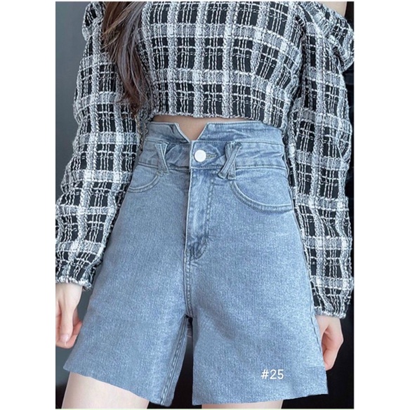 Quần Short Ngố Jean Nữ Lưng Cao Kiểu Chữ V Bigsize Size Đại Từ 40kg Đến 82kg Hàng VNXK Ms25
