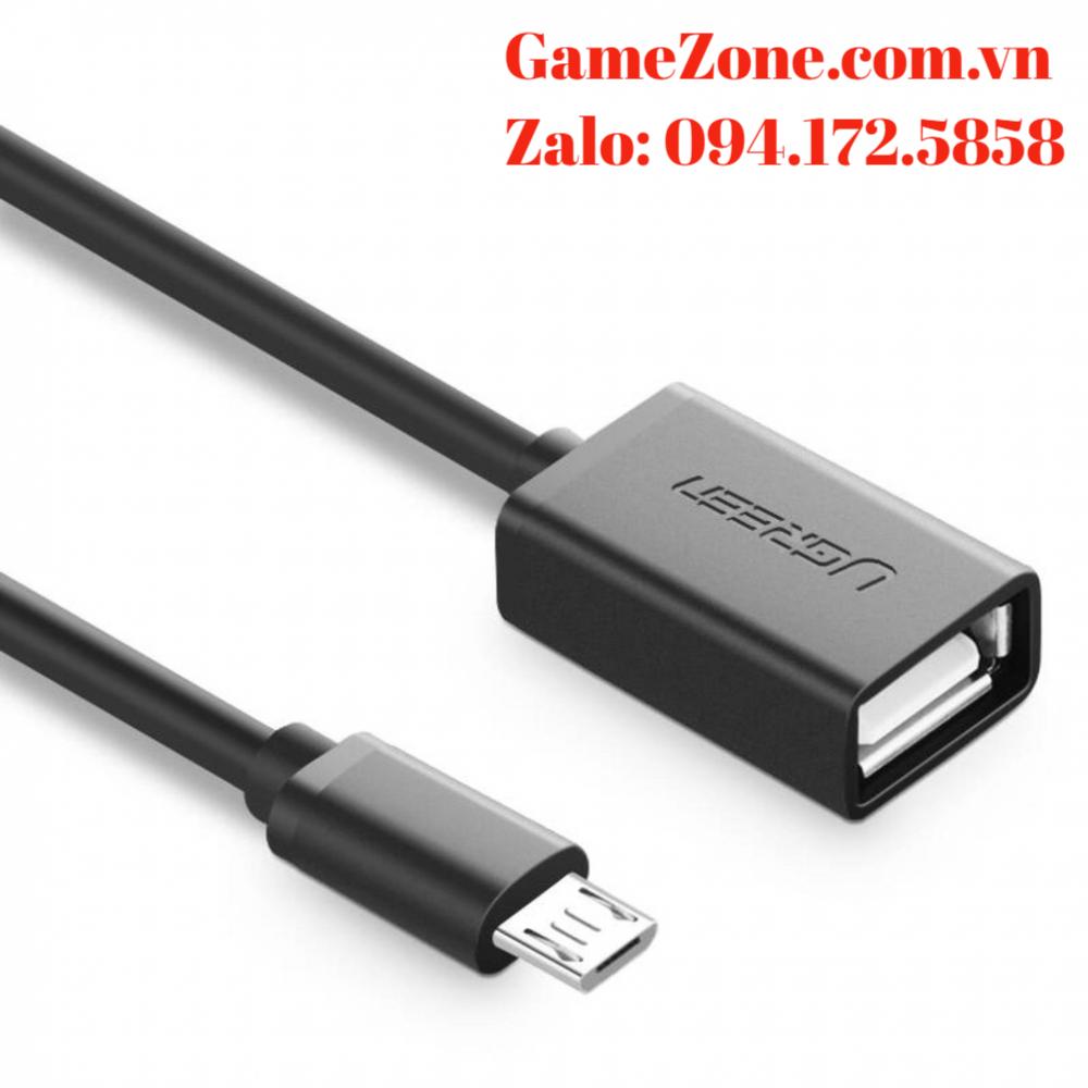 Dây Micro USB 2.0 OTG dạng tròn + dạng dẹt  dài 12cm UGREEN US126