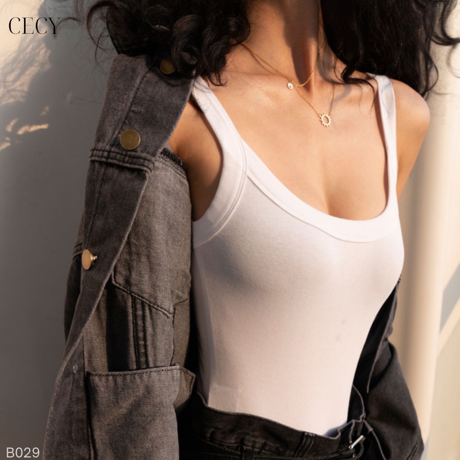 Áo bodysuit 2 dây bản to hở lưng co giãn ôm sát cotton 1 lớp | BigBuy360 - bigbuy360.vn