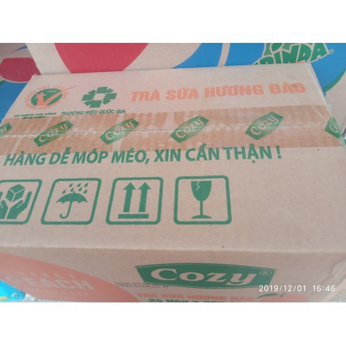 Trà Cozy thùng 24 hộp 225ml (trà vải, trà đào xả, trà tắc, trà sữa đào, trà sữa matcha) - trà hoa quả uống liền