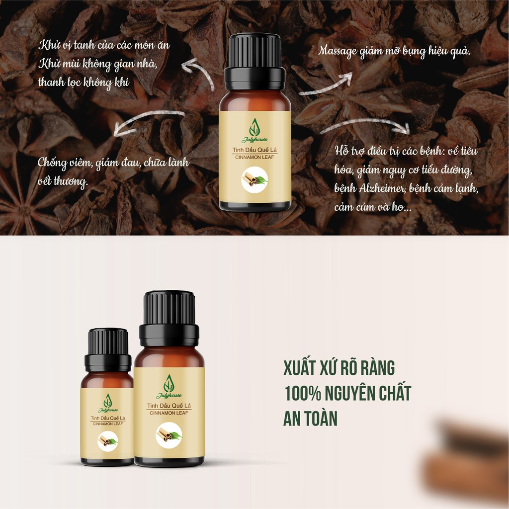 Tinh dầu thiên nhiên JULYHOUSE tinh dầu Sả Chanh, tinh dầu Bạc Hà, Cam Ngọt, Sả Dịu, Sả Java, Quế khử mùi, đuổi muỗi