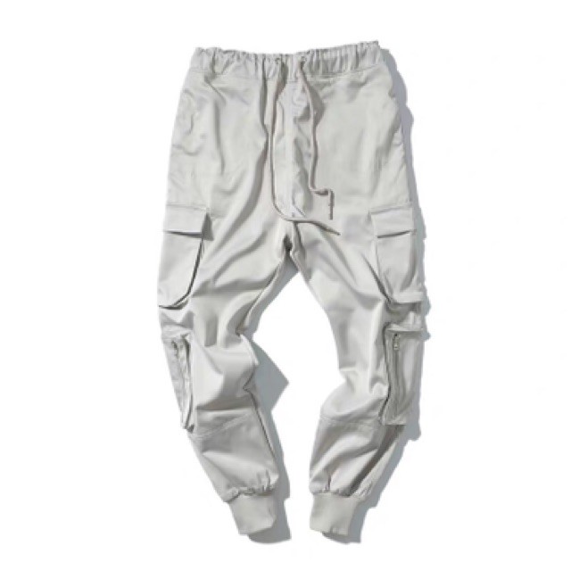 Quần jogger kaki túi hộp unisex Dây Kéo Dưới nam nữ ulzzang WIND New *