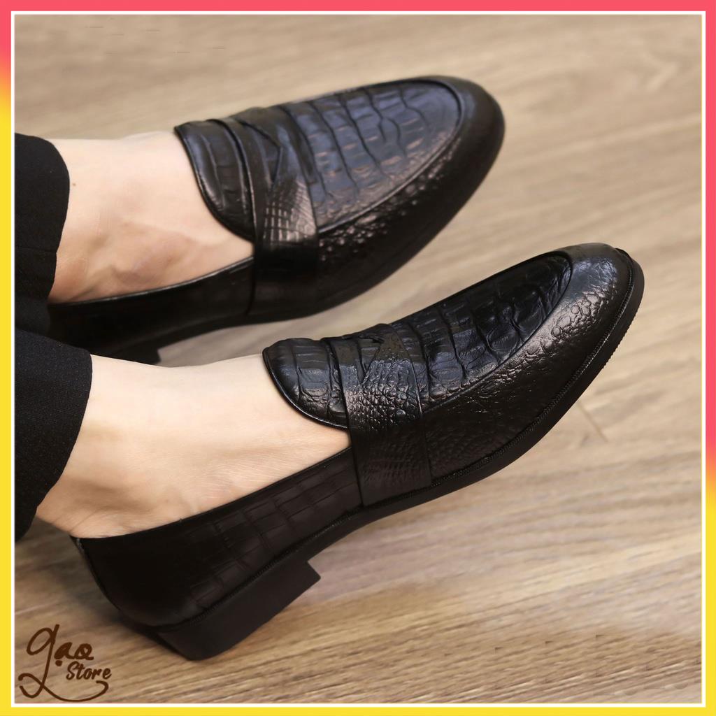 Giày Lười Nam Dập Vân Cá Sấu  đế khâu bền bỉ _ mã x091