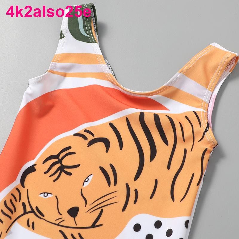 Áo tắm một mảnh dành cho trẻ em, bé gái, 1-3 tuổi, kỳ nghỉ suối nước nóng, hoạt hình hổ, bãi biển mới