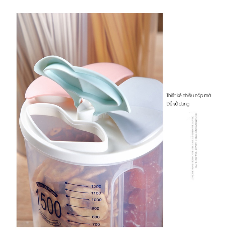 Hộp Bảo Quản Thực Phẩm, Lọ, Hũ Nhựa Trong Suốt 1500ml/2500 Nhiều Ngăn Đựng Gia Vị,Đồ Khô, Ngũ Cốc