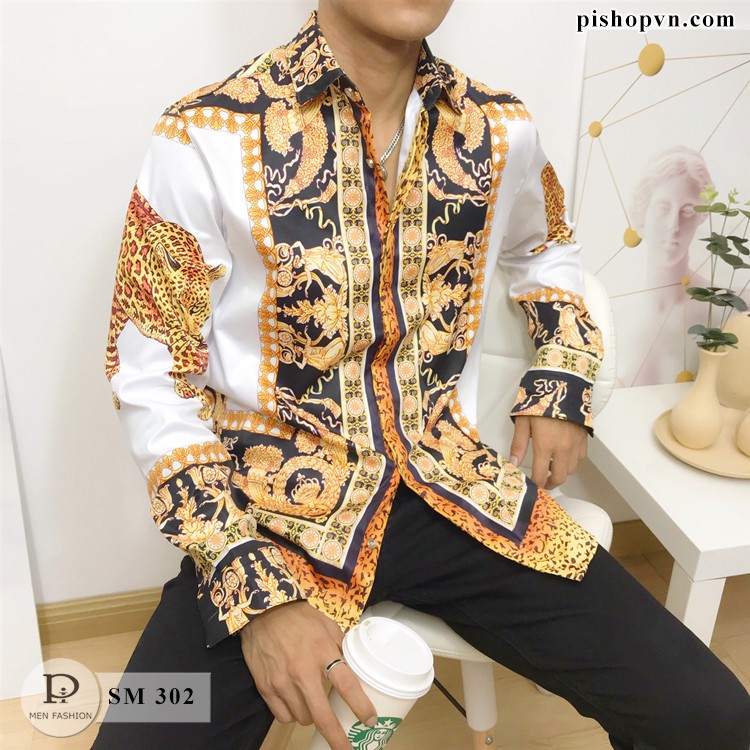  Áo sơ mi nam dài tay họa tiết đẹp ngẫu nhiên, chất lụa hàn quốc htstore | BigBuy360 - bigbuy360.vn