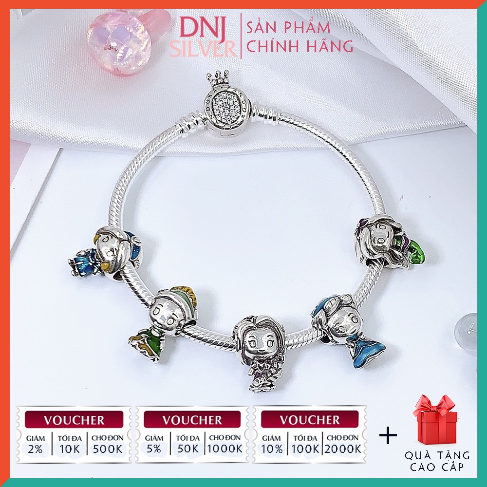 [Hàng cao cấp] Vòng tay bạc 925 cao cấp dành cho nữ - Vòng tay charm bạc Các nàng công chúa cổ tích - DNB011