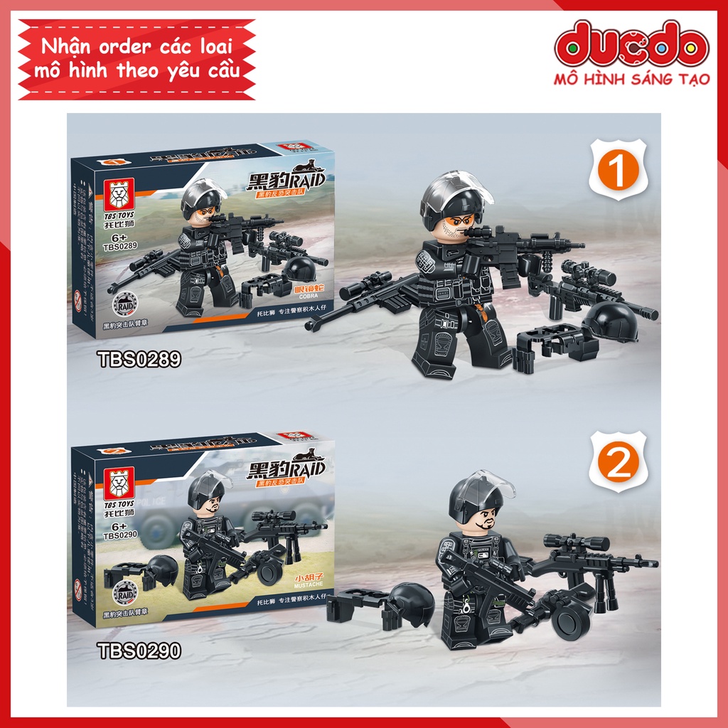 Biệt đội 6 lính cảnh sát SWAT báo đen - Đồ chơi Lắp ghép Xếp hình Mini Minifigures Army TBS 89-94 Mô hình