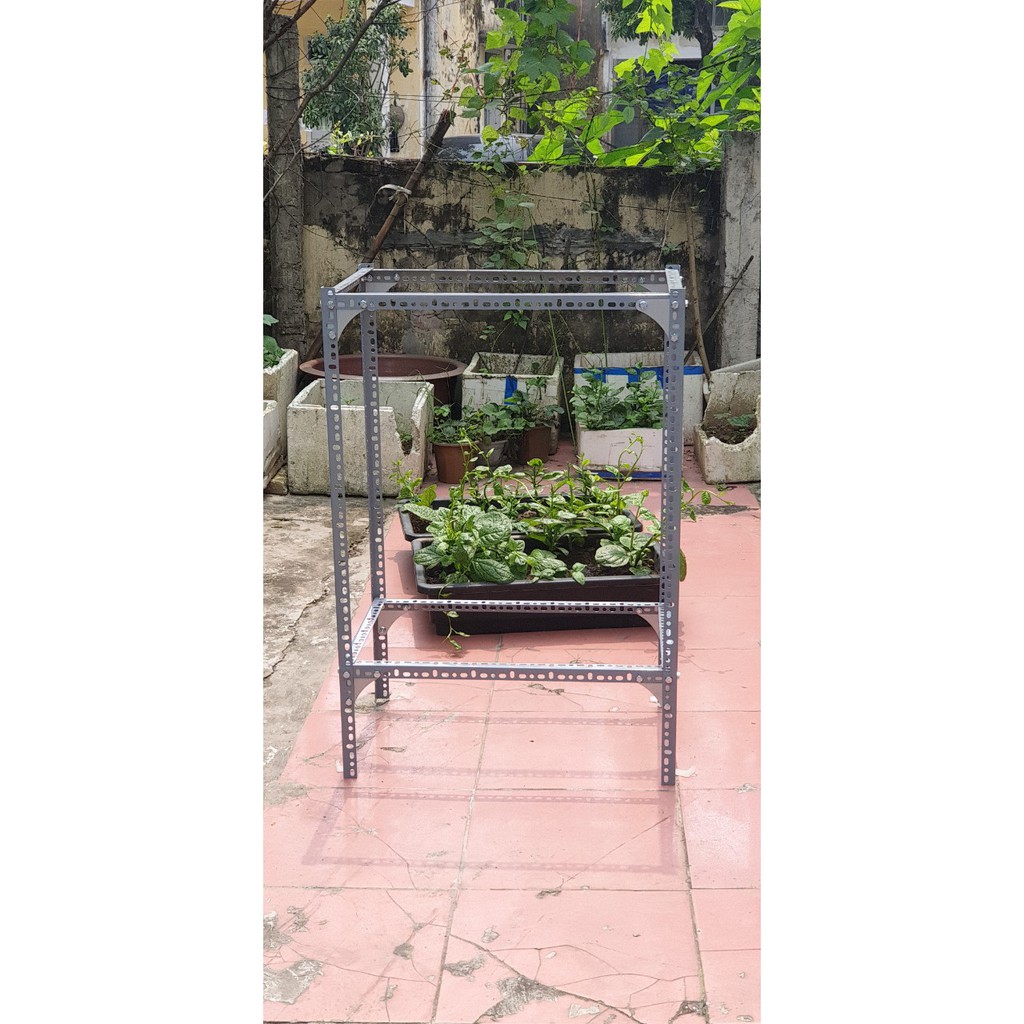 Kệ sắt trồng rau thông minh 2 tầng dùng cho 2 khay trồng rau kích cỡ 68x43x15 cm