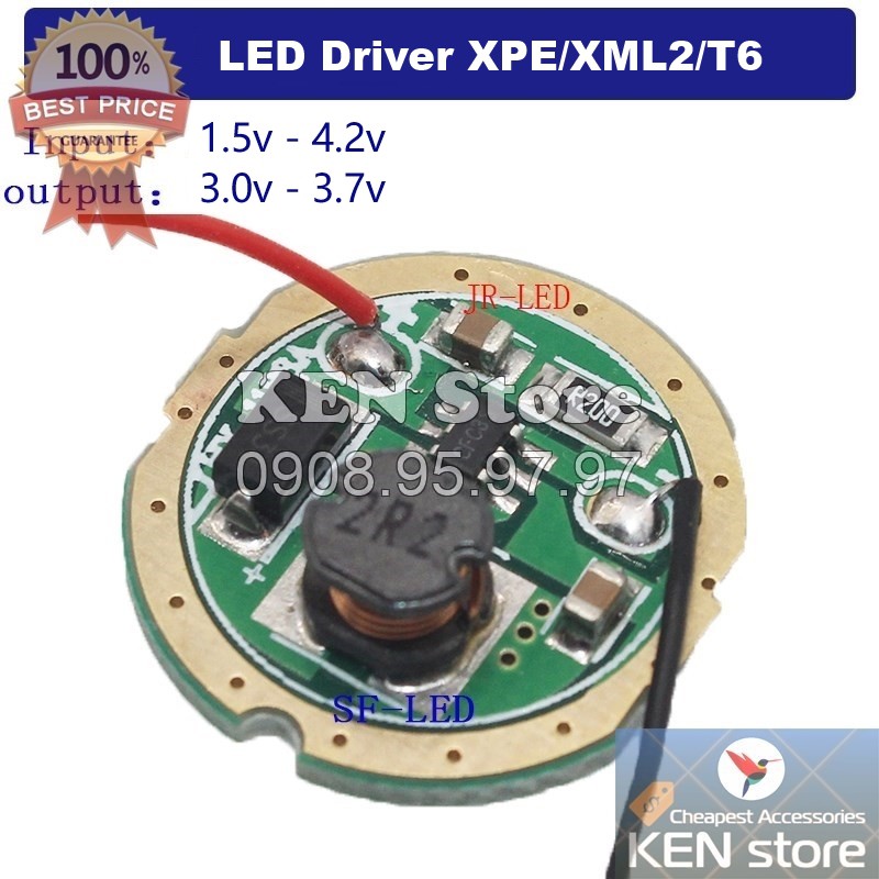 Led driver, nguồn led 5W 10W in 3V-4.2V (1 pin 18650), out 3.7V dành cho chip led XPE / Q5 / XML T6 / XML2 U2...